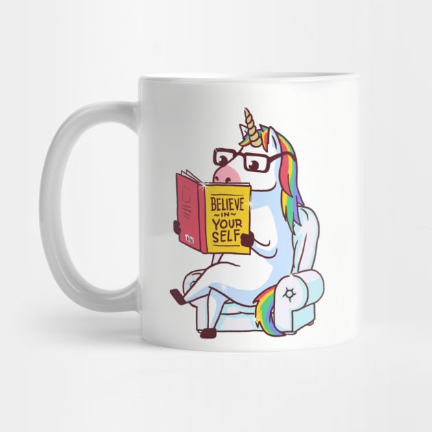 Believe in Yourself Unicorn Reading Book by vo_maria